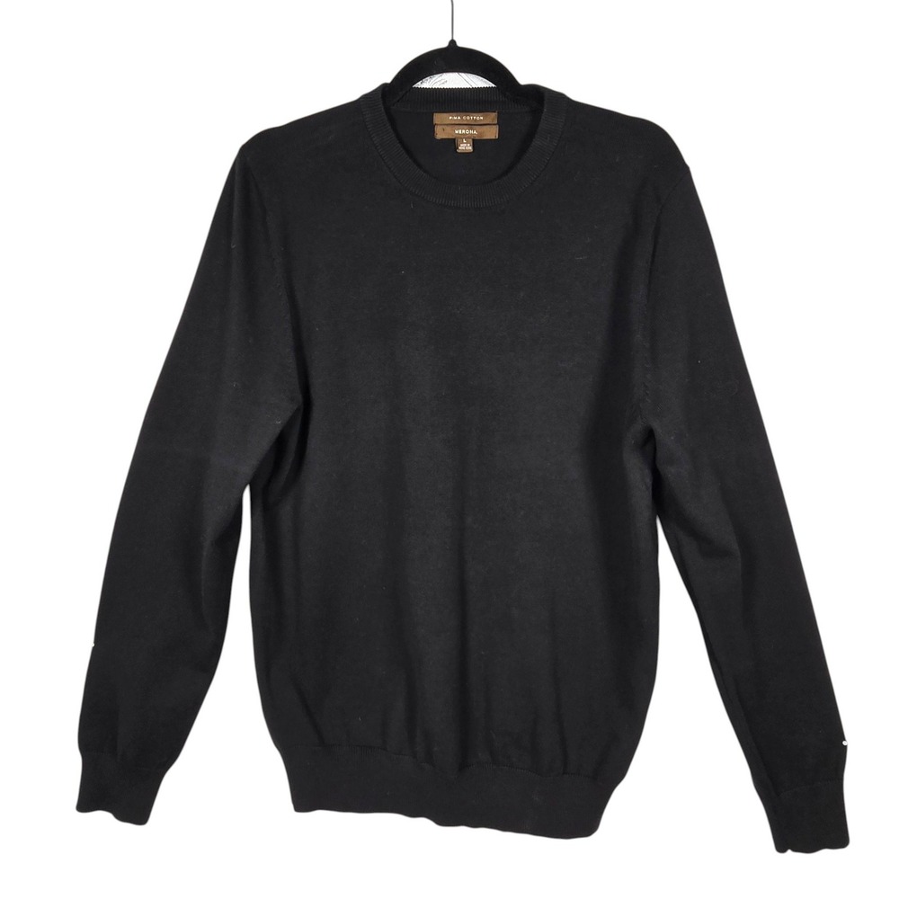 Merona Womens Large‎ Black Pima Cotton Blend Crewneck Pullover Sweater